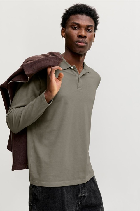 Jack & Jones, Блуза с яка, Светлозелена маслина