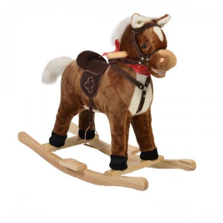 Люлка плюшена кон Moni Toys Chipper, Кафе, 24 месеца+