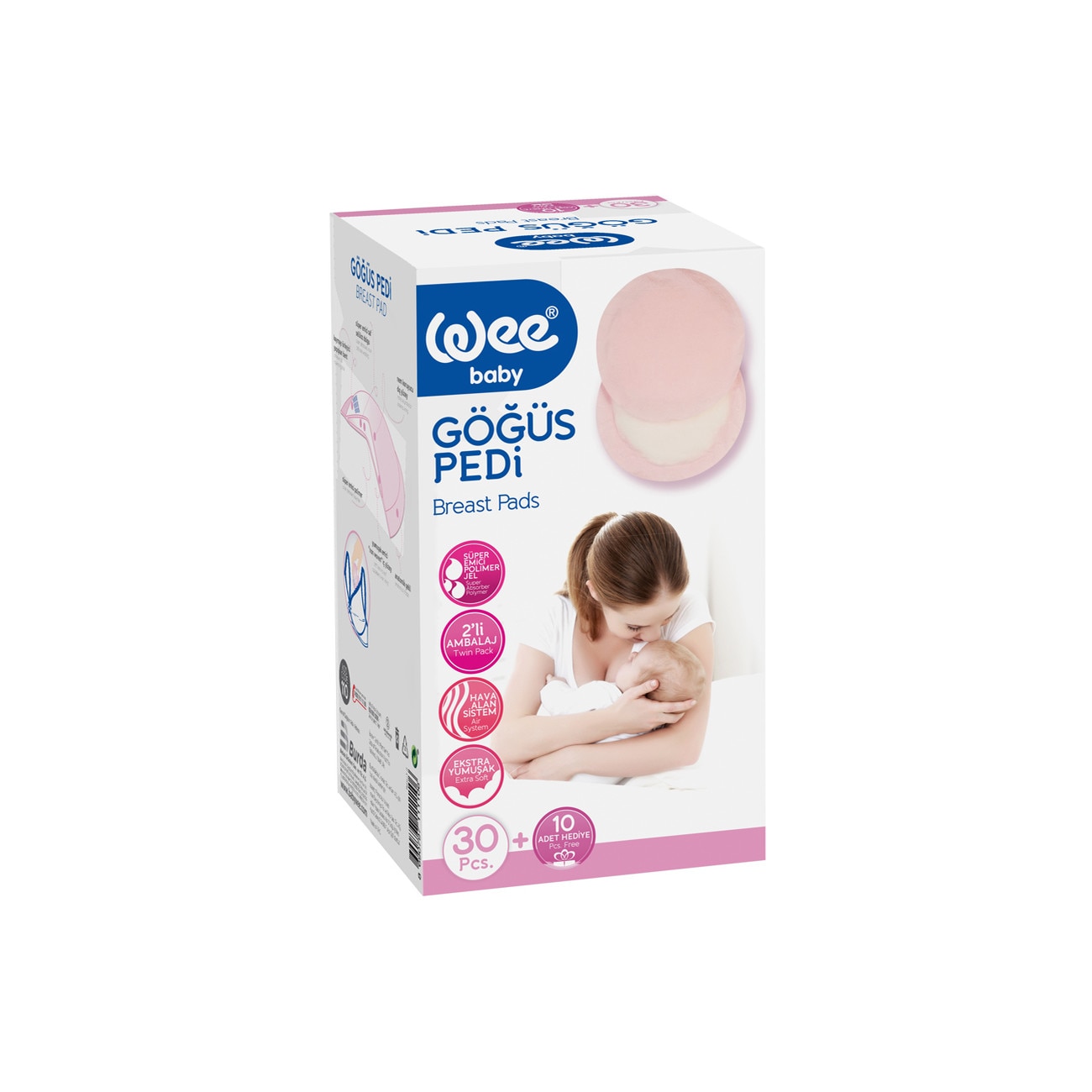 Tampoane superabsorbante cu gel autoadezive pentru san WEE BABY, 40 buc