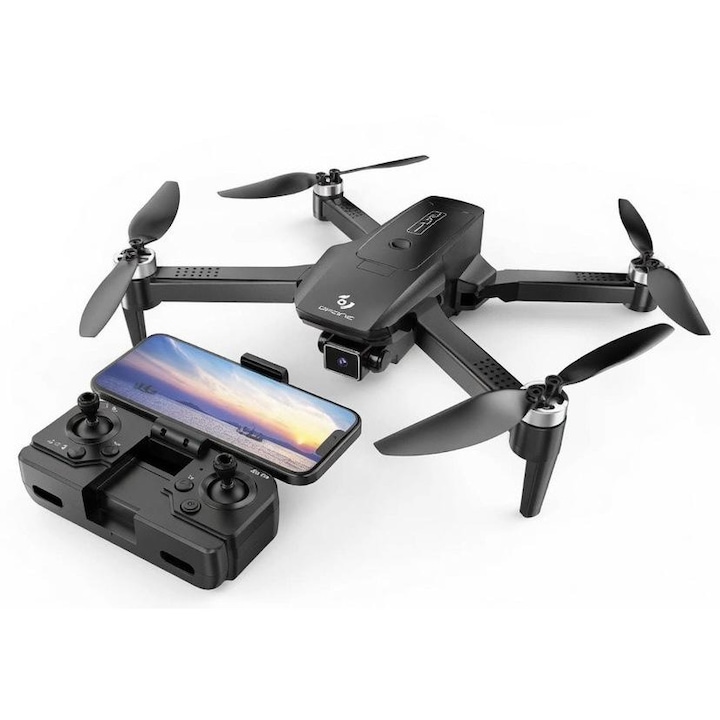 Сгъваем дрон с HD камера. WiFi FPV, Автоматично излитане, 360° превъртане, 6-осов жироскоп, Стабилизация, Деца 14+ и възрастни, Стабилен полет, Въздушни снимки, - Управление чрез телефон