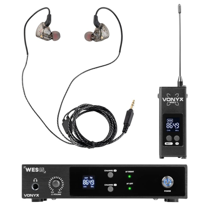 Set monitor in-ear wireless Vonyx WES15, UHF