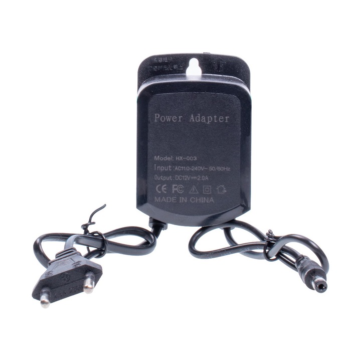 12V 2A (24W) DC Hálózati Mini Tápegység / Adapter Fekete szín (EU Csatlakozó)
