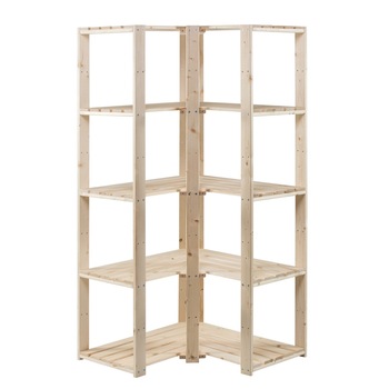 Raft de colt din lemn cu 5 polite, 80/80x44x173 cm, brad natur Raft de colt din lemn cu 5 polite, 80/80x44x173 cm, brad natur