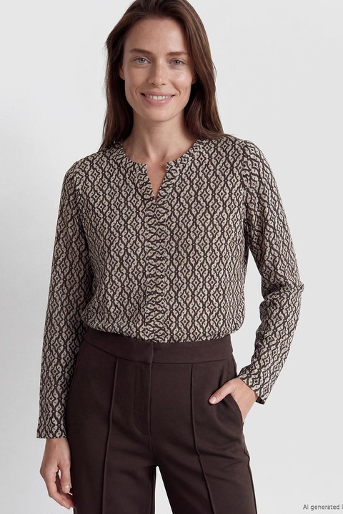 LC WAIKIKI, Bluza cu imprimeu grafic, Maro inchis/Bej deschis