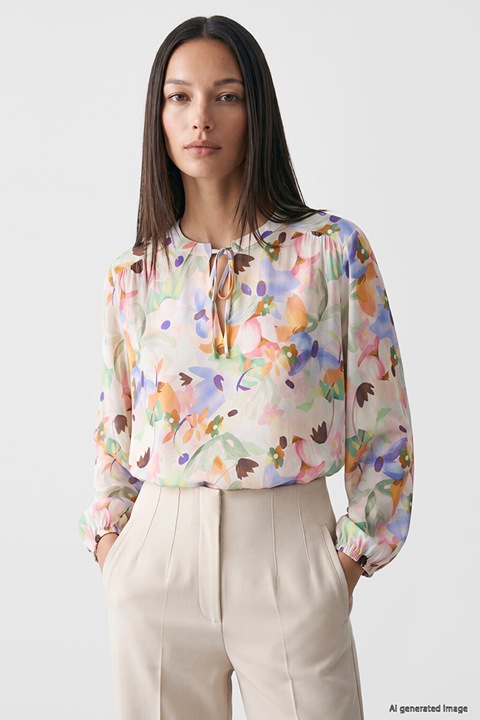 LC WAIKIKI, Bluza vaporoasa cu model, Portocaliu/Crem