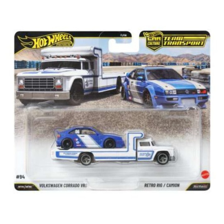 Team Transport Volkswagen Corrado VR6 + Retro Rig 1:64 Hot Wheels autómodell