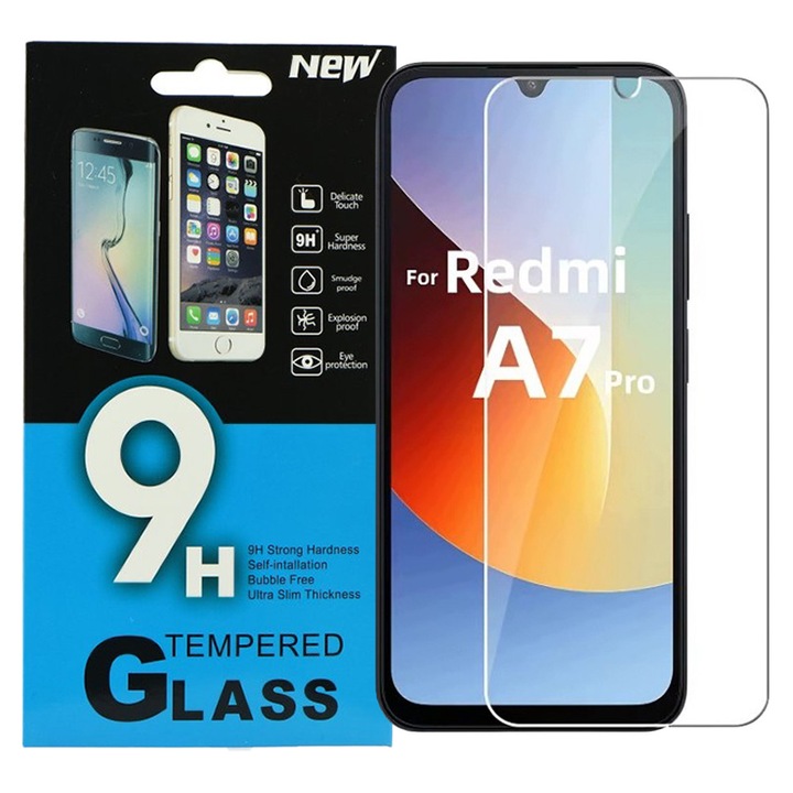 Xiaomi Redmi A7 Pro kompatibilis üvegfólia, előlapi, edzett