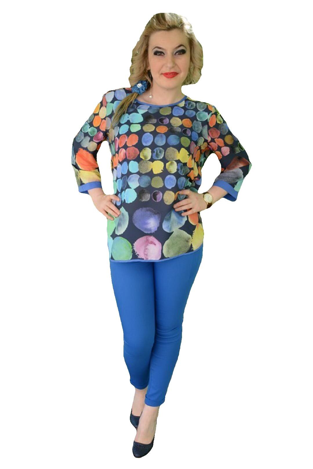 Bluza casual cu imprimeu de buline, D&J Exclusive, Multicolor