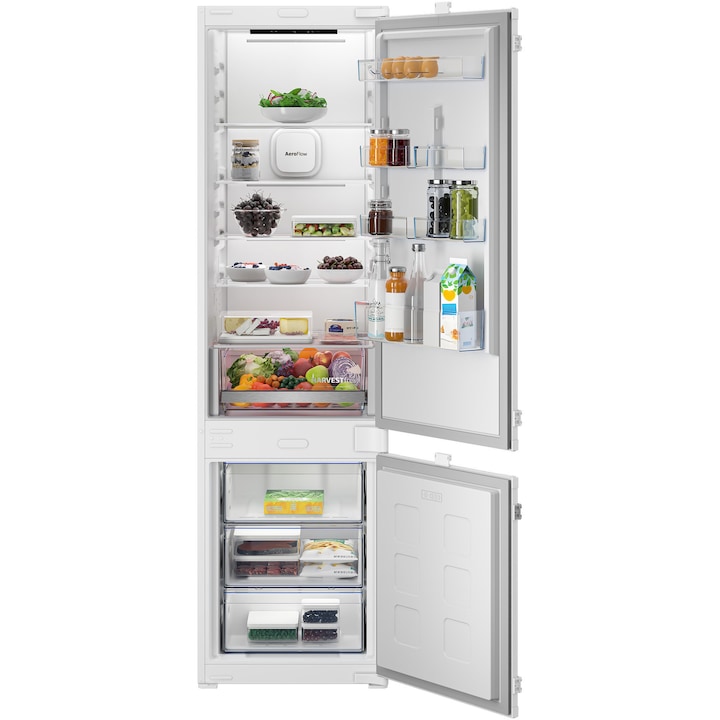 Combina frigorifica incorporabila BEKO B5BCNA325HS , volum net total 300( l),clasa energetica D,Display LED podea ,congelare rapida, Compresor ProSmart Inverter,racire rapida, H 193,5 cm , Alb