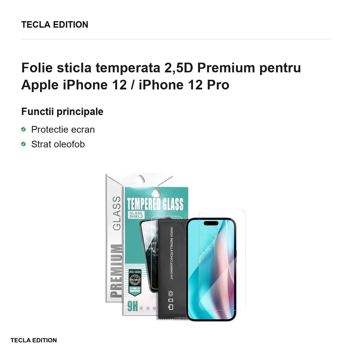 Folie sticla temperata 2,5D Premium pentru Apple iPhone 12 / iPhone 12 Pro