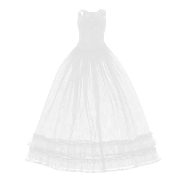 Yanyxr, rochie din dantela si tull pentru papusi 1/3, rochie de seara/mireasa lunga, alb, lungime 50 cm (umeri 8 cm)