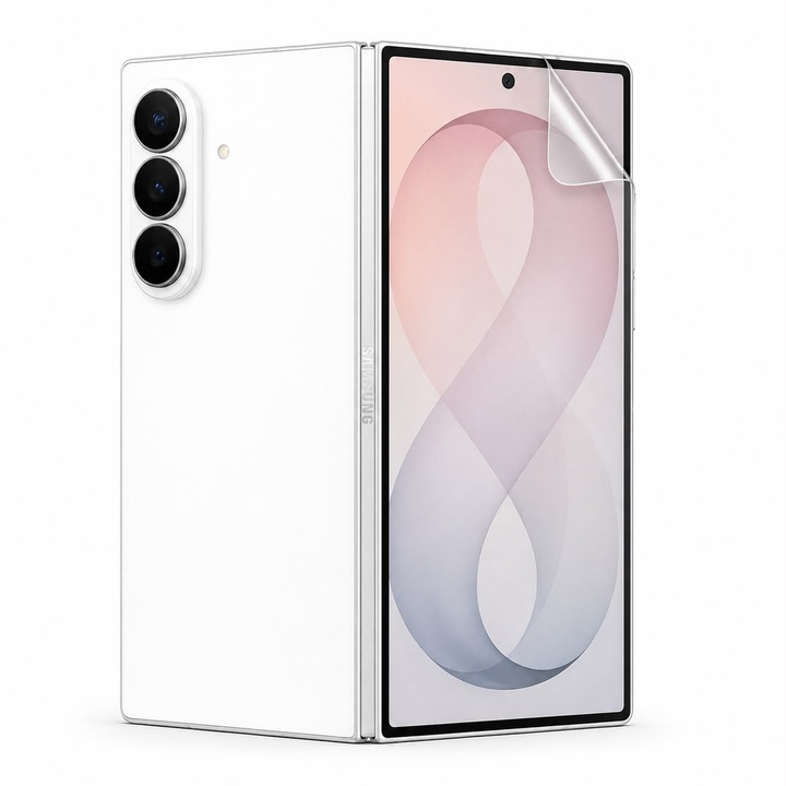 Fólia Clear külső képernyőre Samsung Galaxy Fold8 / Fold 8, Otthoni telepítés, Karcvédelem, Ütésálló, Regenerálódó szilikon, Performance Hydrogel, Átlátszó