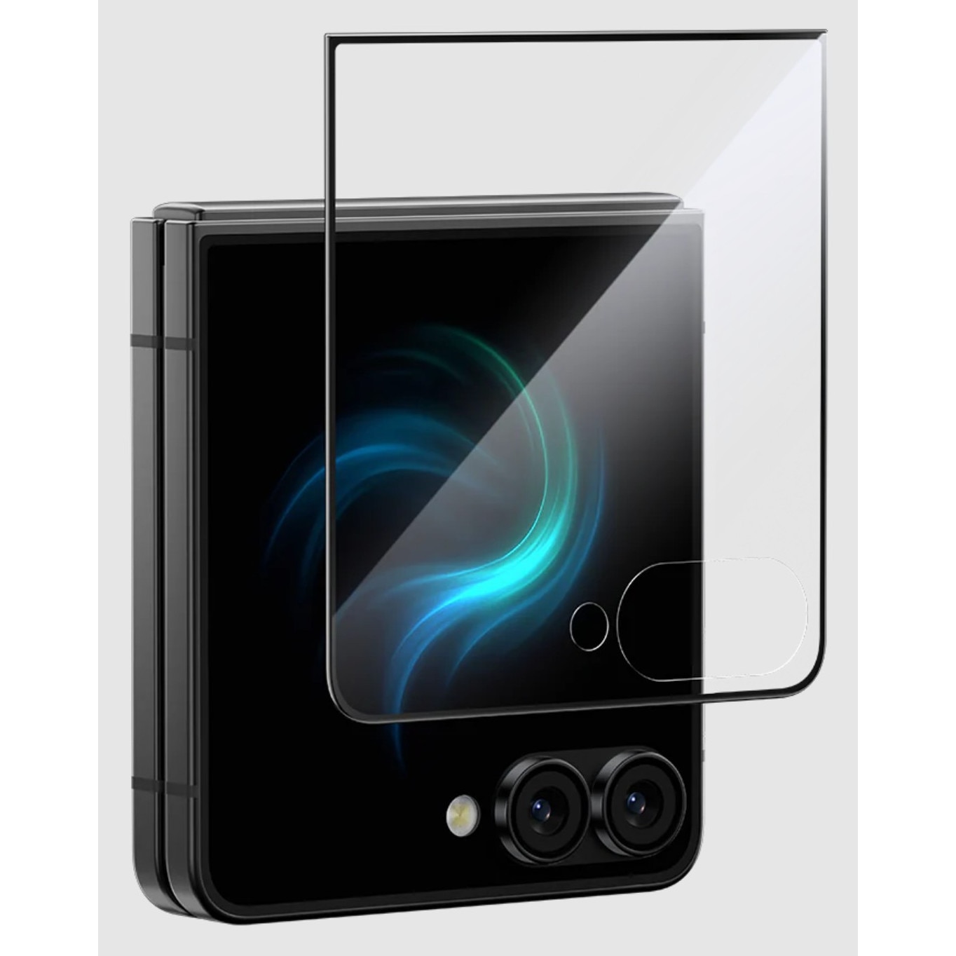 Folie din sticla pentru Samsung Z Flip8, Ecran Exterior, Lipire Completa, Margini negru