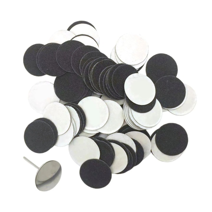 Disc abraziv de inlocuire pentru remover electric de calusuri YANYXR BCS3208697, 35 mm, 80 grit, 100 buc., negru/alb