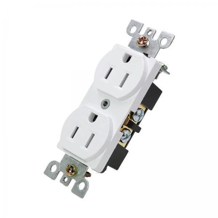 Priza dubla YANYXR BCS3208915, 125V/15A, montaj incastrat, alb