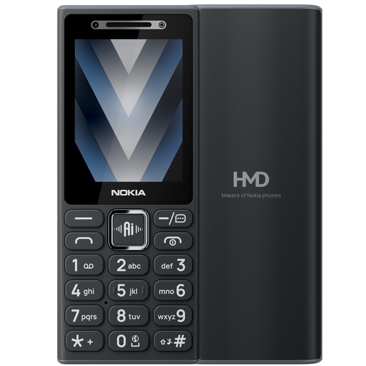 Telefon mobil NOKIA 200, 4G, Dual SIM, asistent AI, apeluri video, Black