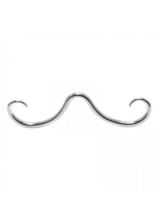 YANYXR, piercing septum din otel inoxidabil, model mustata, argintiu, lungime 6,2 cm