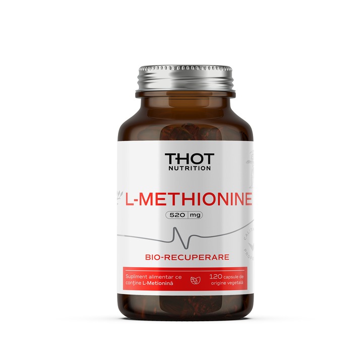 Supliment nutritiv, THOT Nutrition L-METHIONINE, 120 Cps, vegan, aminoacizi esentiali, bio-recuperare, reparare tesuturi