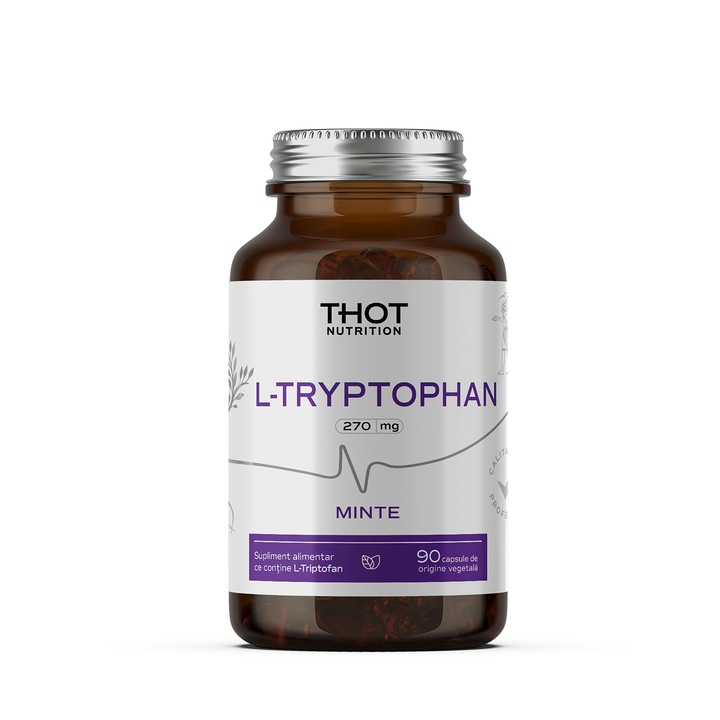 Supliment nutritiv, THOT Nutrition L-TRYPTOPHAN, 90 Cps, vegan, somn, echilibru mental, emotional