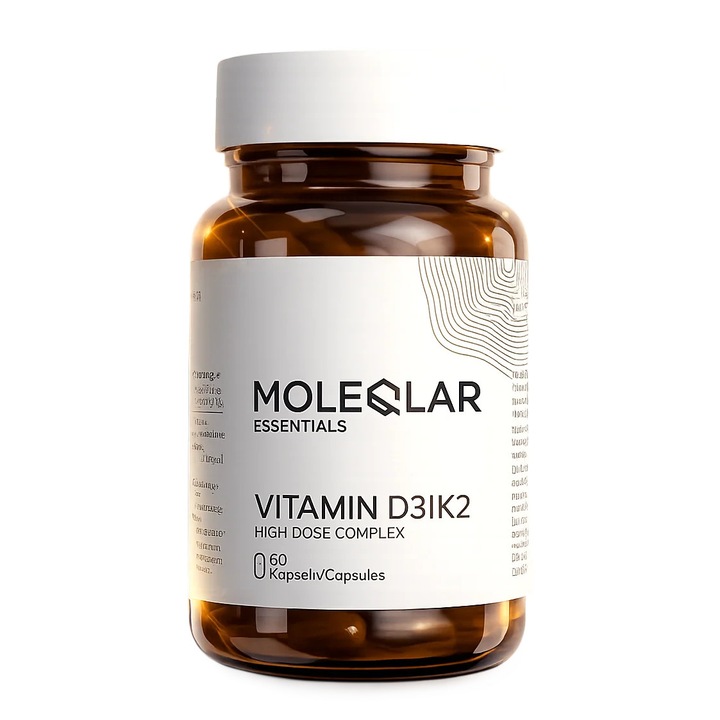 Vitamina D3 + K2 MoleQlar, 5000 UI + 200 mcg MK-7, 60 capsule