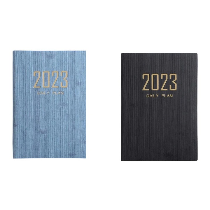 Agenda 2023 YANYXR BCS3211844 A5, planner zilnic, saptamanal si lunar, hartie groasa, 20.8 x 14.5 cm, 2 buc., albastru/negru