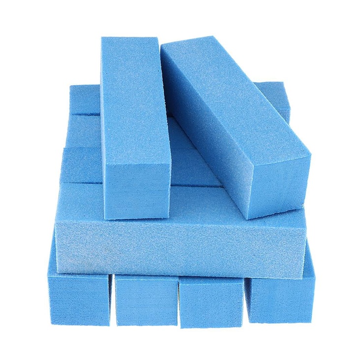 YANYXR BCS3212357 körömreszelő blokk, 4 oldalú, sűrű szivacs, kék, 10 db-os készlet, 9.5 x 2.5 x 2.5 cm