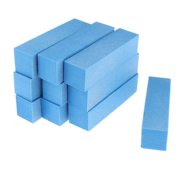 YANYXR BCS3212357 körömreszelő blokk, 4 oldalú, sűrű szivacs, kék, 10 db-os készlet, 9.5 x 2.5 x 2.5 cm