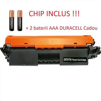 CF217A Cartus Toner Compatibil (CU CHIP INCLUS) HP 17A, HP CF217A, HP LaserJet Pro M102 LaserJet Pro MFP M130FW,Laserjet PRO M130A,Laserjet PRO M130fn,PRO M130nw,PRO M132fn,PRO M132nw,PRO M134.1600Pag. + Cadou 2 baterii duracell AAA CF217A Cartus Toner Compatibil (CU CHIP INCLUS) HP 17A, HP CF217A, HP LaserJet Pro M102 LaserJet Pro MFP M130FW,Laserjet PRO M130A,Laserjet PRO M130fn,PRO M130nw,PRO M132fn,PRO M132nw,PRO M134.1600Pag. + Cadou 2 baterii duracell AAA