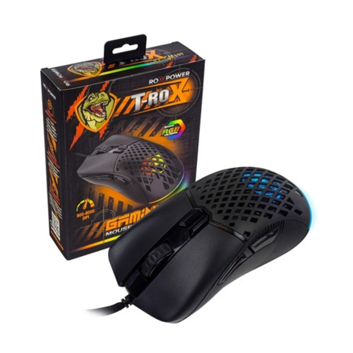 Геймърска мишка, Roxpower ST-GM399, RGB, Оптична, USB, Черна