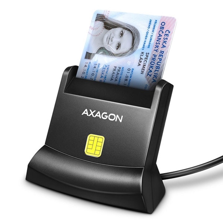 Четец за карти USB 2.0, Smart ID, AXAGON CRE-SM4N, Настолен