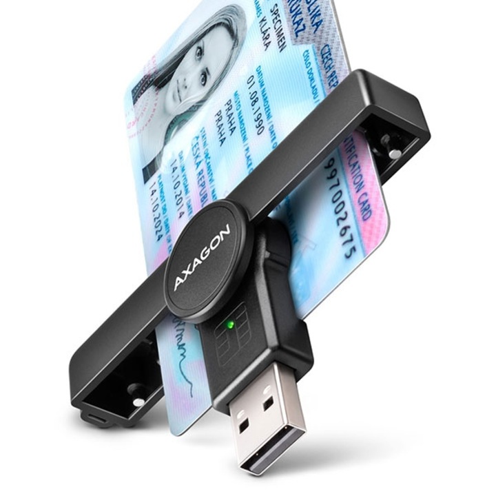 Четец за карти USB 2.0, Smart ID, AXAGON CRE-SMPA, Джобен