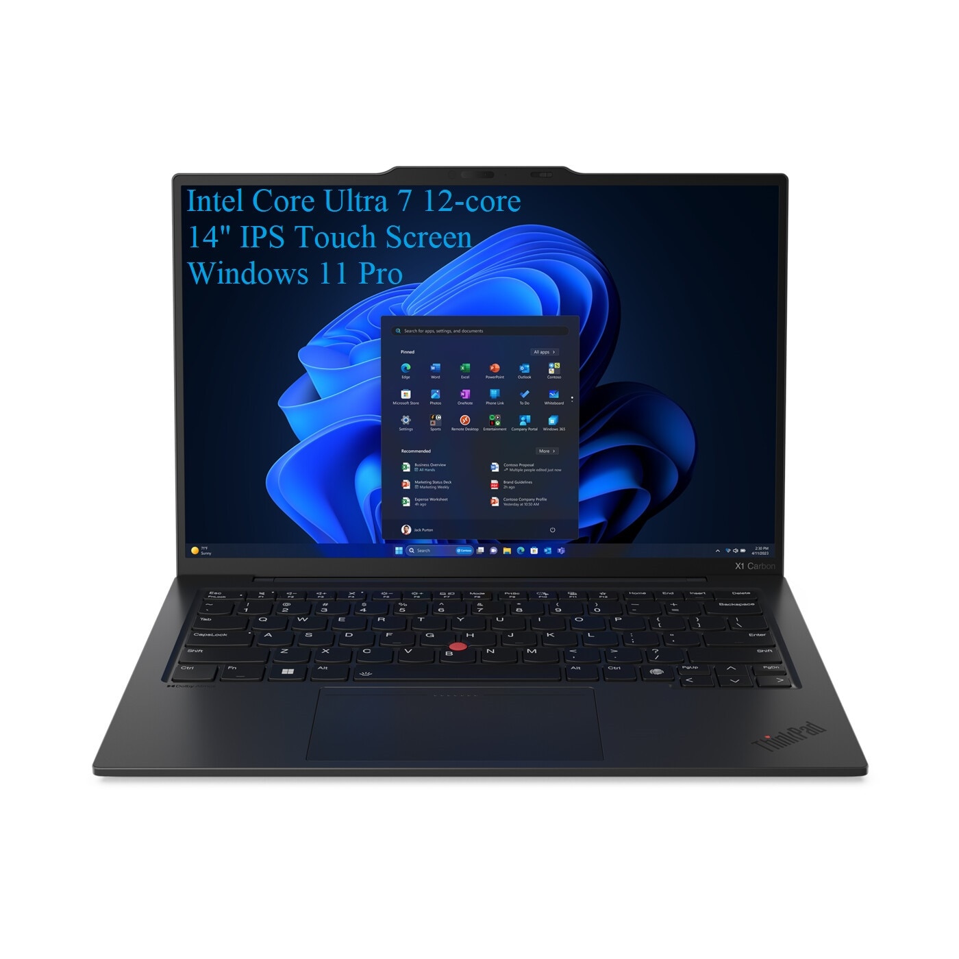 Laptop Lenovo ThinkPad X1 Carbon G12, 14" 1920x1200 IPS 400nits Touch Screen, Intel Core Ultra 7 165U 12-core, 16GB DDR5, 512 GB SSD m2 PCIe, Intel Graphics, Windows 11 Pro, Carbon, Aluminium Body 1.08 kg, Black
