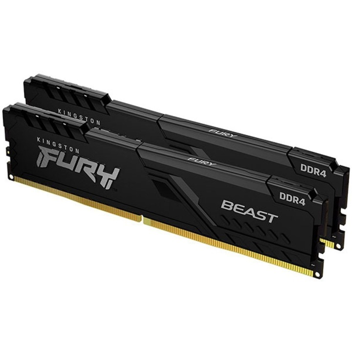 RAM memória, Kingston Fury Beast, DDR4 16GB 2x8GB 3200MHz, Fekete