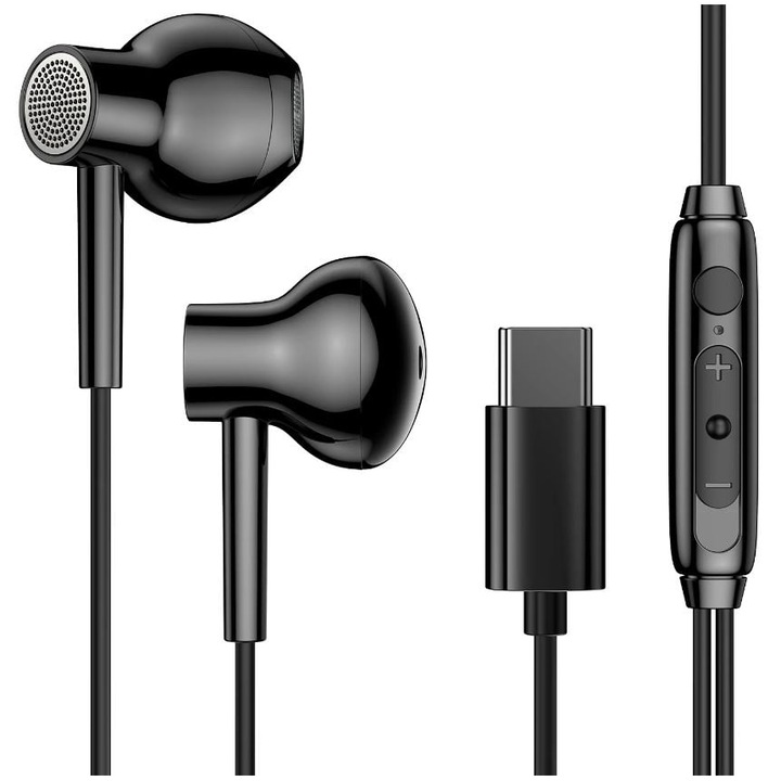 Căști cu fir Type-C, Joyroom JR-EC01, Negre