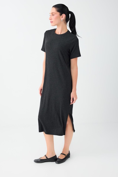 JIMMY KEY, Rochie-tricou midi, Negru stins