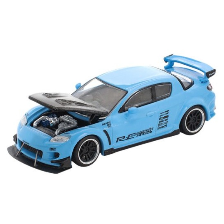 Mazda RX-8 Re-Amemiya Light Blue autómodell, 1:64 méretarány, Pop Race