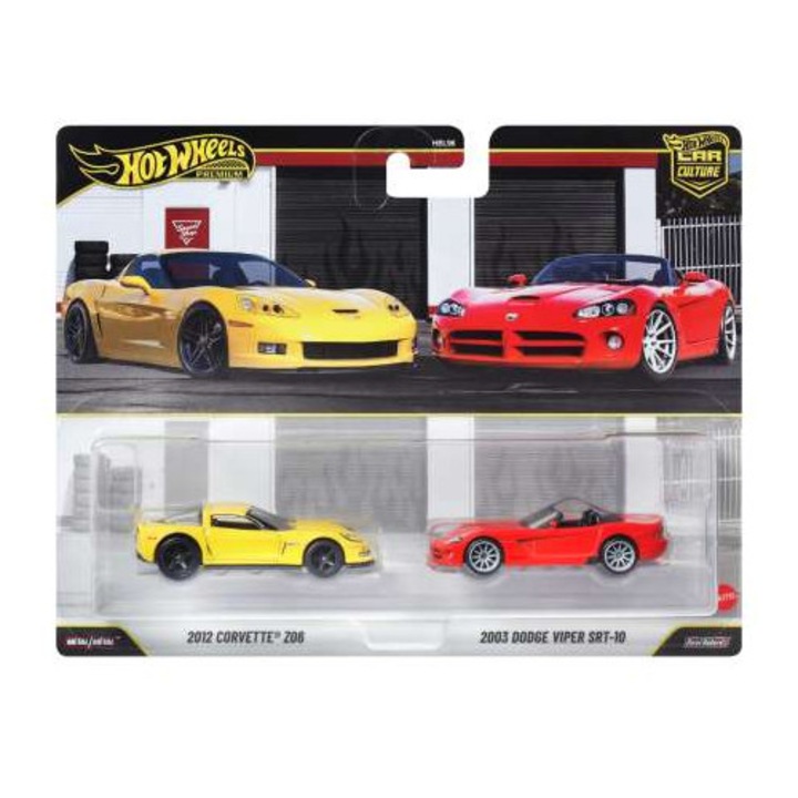Autómodellek 2-csomag: 2003-as Dodge Viper SRT-10 + 2012-es Corvette Z06 (2016-os kiadás) 1:64 Hot Wheels