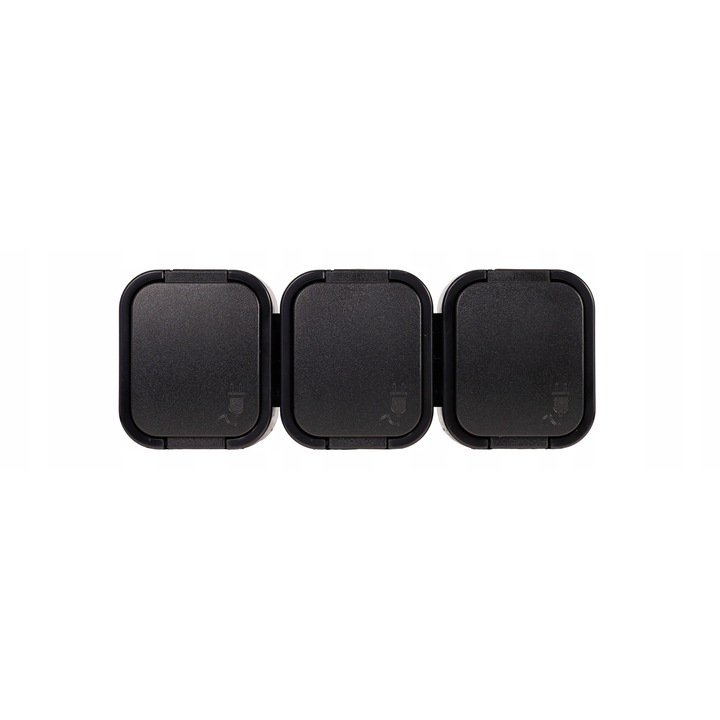 Priza tripla etansa Abex B2, negru, IP54