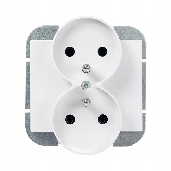 Priza Dubla Alba ONYX ABEX cu Impamantare 16A 250V