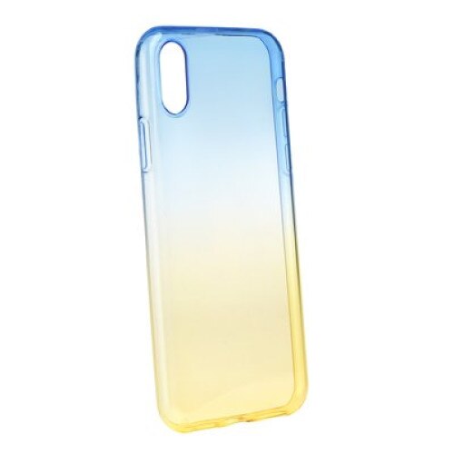 Husa protectie OMBRE CARBON pentru iPhone X, Albastru/Auriu