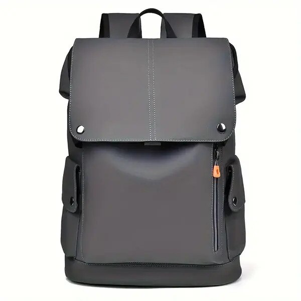 Rucsac business din PU, capacitate mare, compartiment pentru laptop, rezistent la apa, buzunare laterale, gri inchis
