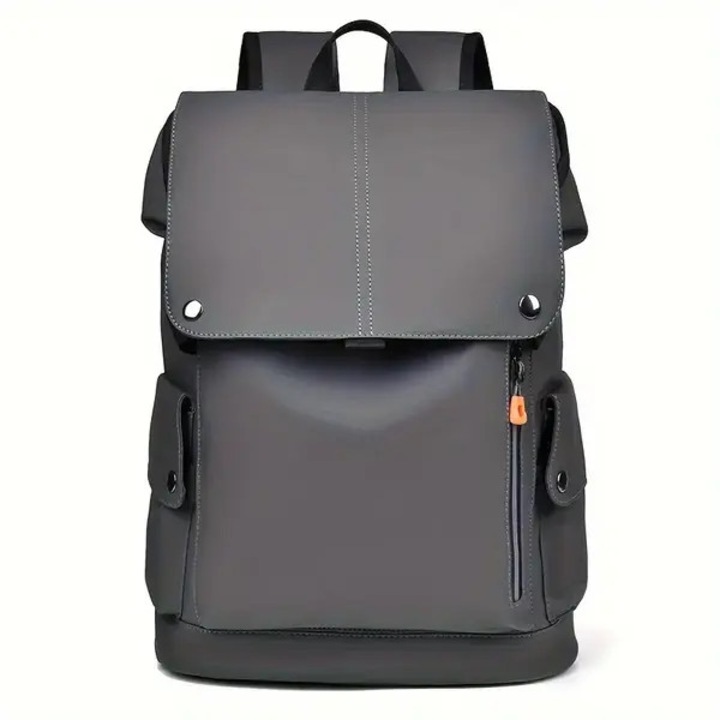 Rucsac business din PU, capacitate mare, compartiment pentru laptop, rezistent la apa, buzunare laterale, gri inchis