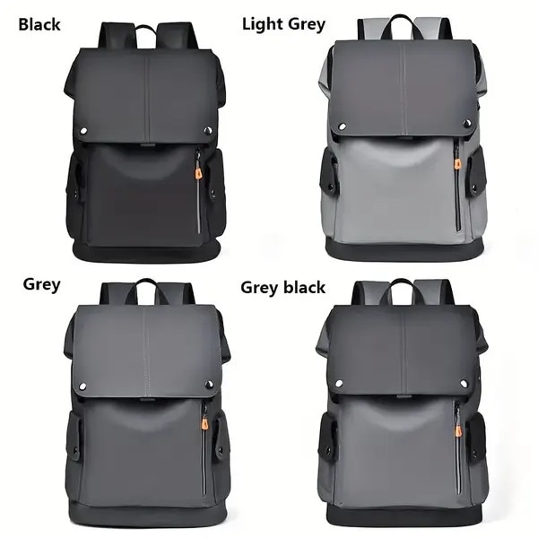 Rucsac din PU impermeabil cu compartiment pentru laptop, capacitate mare, model IZO-CJ-K0502-2026-0721-1169, gri/negru