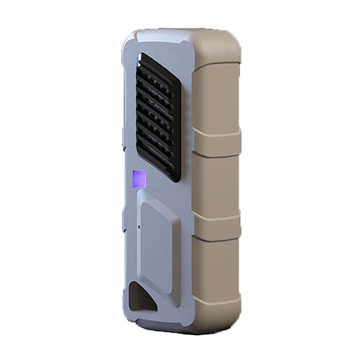 Hordozható légtisztító negatív ionokkal K0473-0717-TMCJ-2989, újratölthető, 1200 mAh akkumulátor, H12 aktívszén szűrő, autóba és kis helyiségekbe, bézs/szürke
