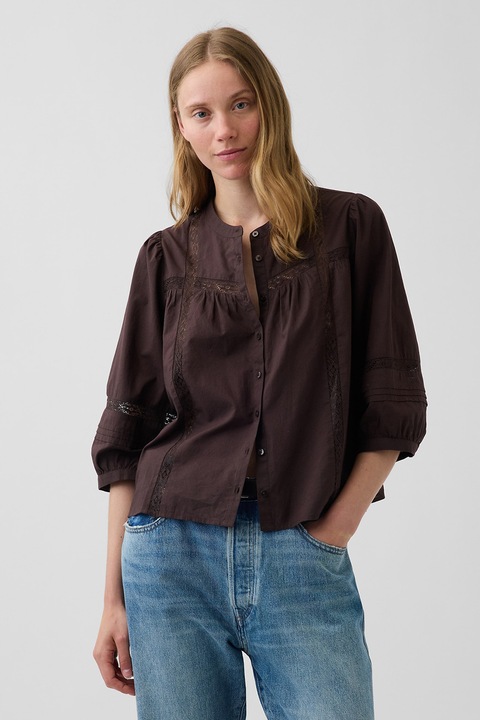 GAP, Bluza vaporoasa cu maneci trei sferturi, Maro inchis