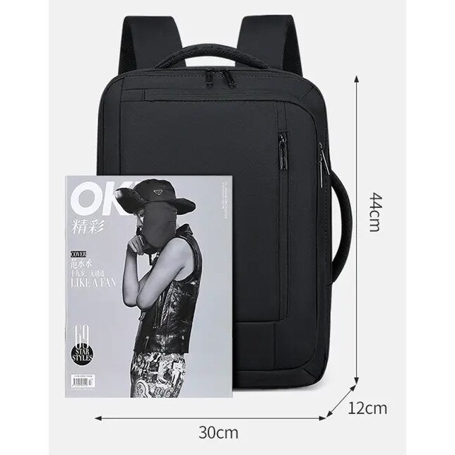 Rucsac pentru laptop din nylon, anti-furt, cu port USB de incarcare, rezistent la apa, manson pentru troller, gri, 16 inch
