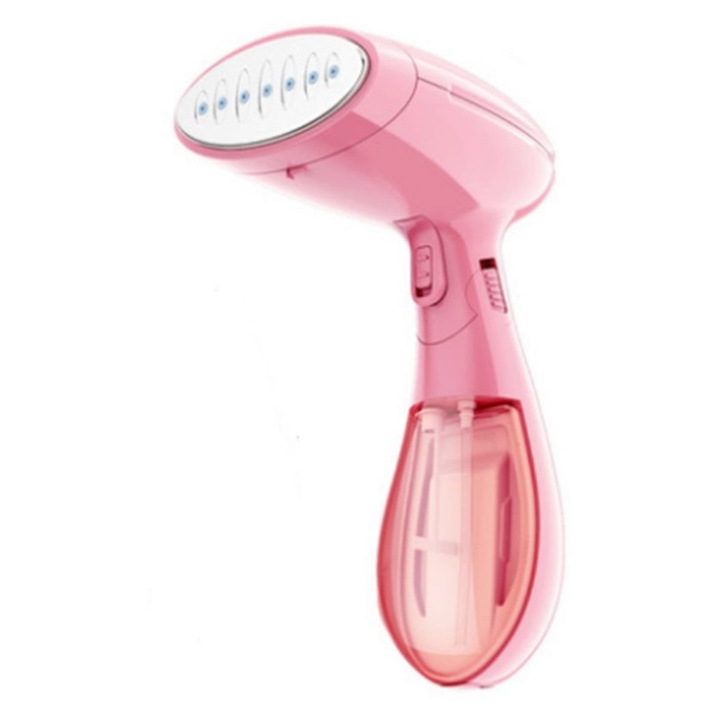 Fier de calcat cu aburi portabil K0323-0722-CJ13904, 1300W, rezervor 130 ml, 7 orificii de abur, incalzire 25 s, pliabil, roz
