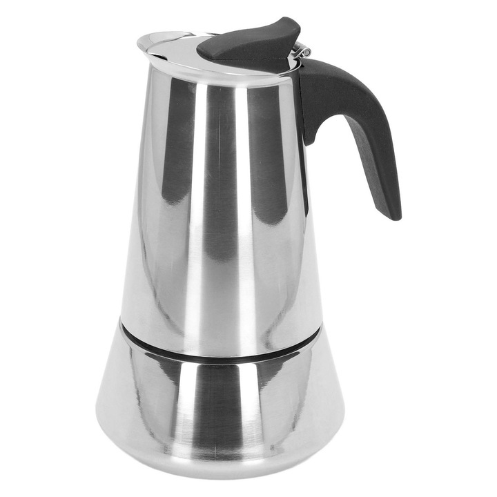 Кафеварка Moka K0460-emagCJ-21179, неръждаема стомана 304, за котлон, 300 мл, черна изолирана дръжка