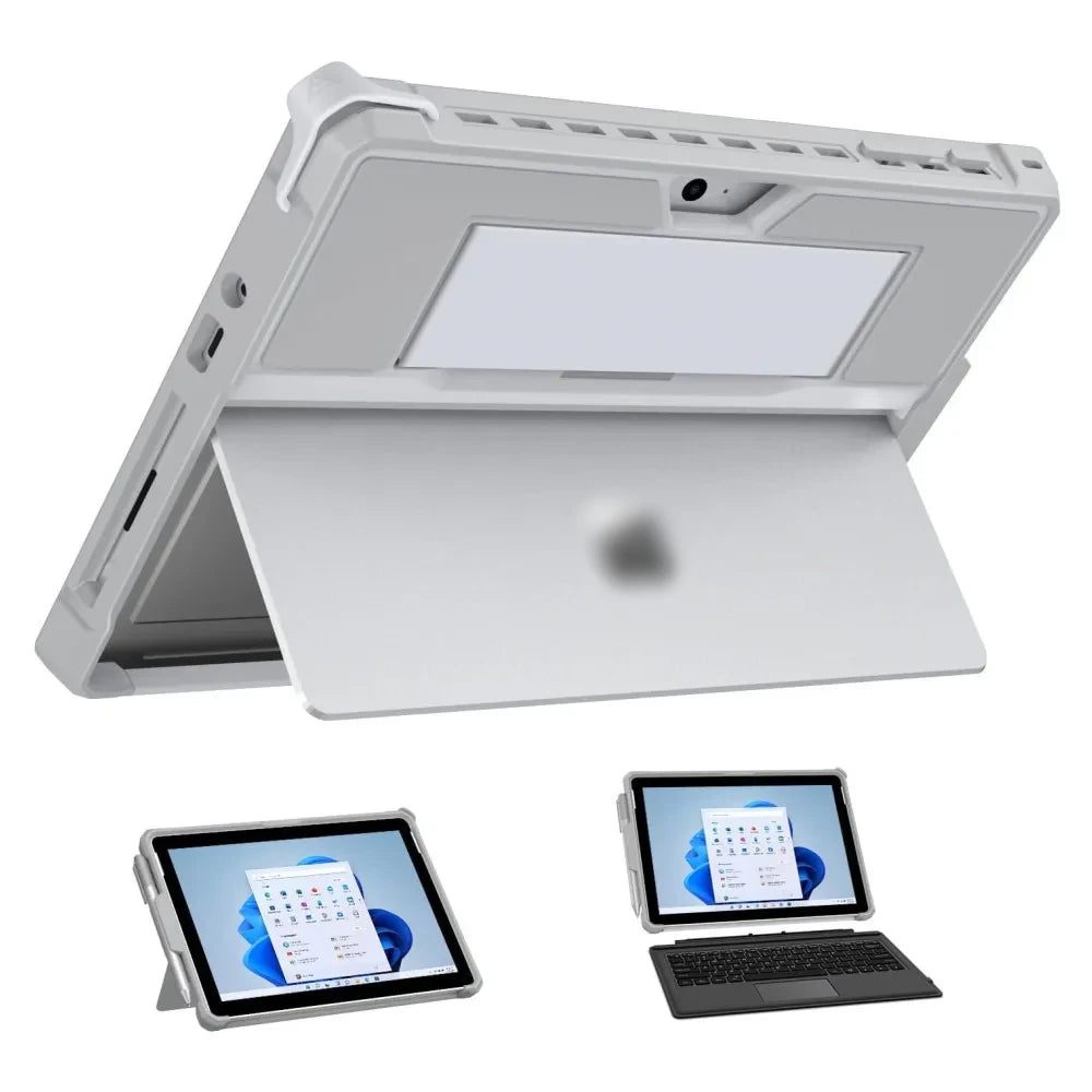 Husa de protectie pentru Microsoft Surface Go 10, Go 2/3/4 10,5 inch si Surface Pro 4/5/6/7/7+/8/9, din TPU moale si policarbonat, cu bretea de silicon si suport pentru Surface Pen, canal pentru tastatura, gri deschis, K0323-0806-CJ3534