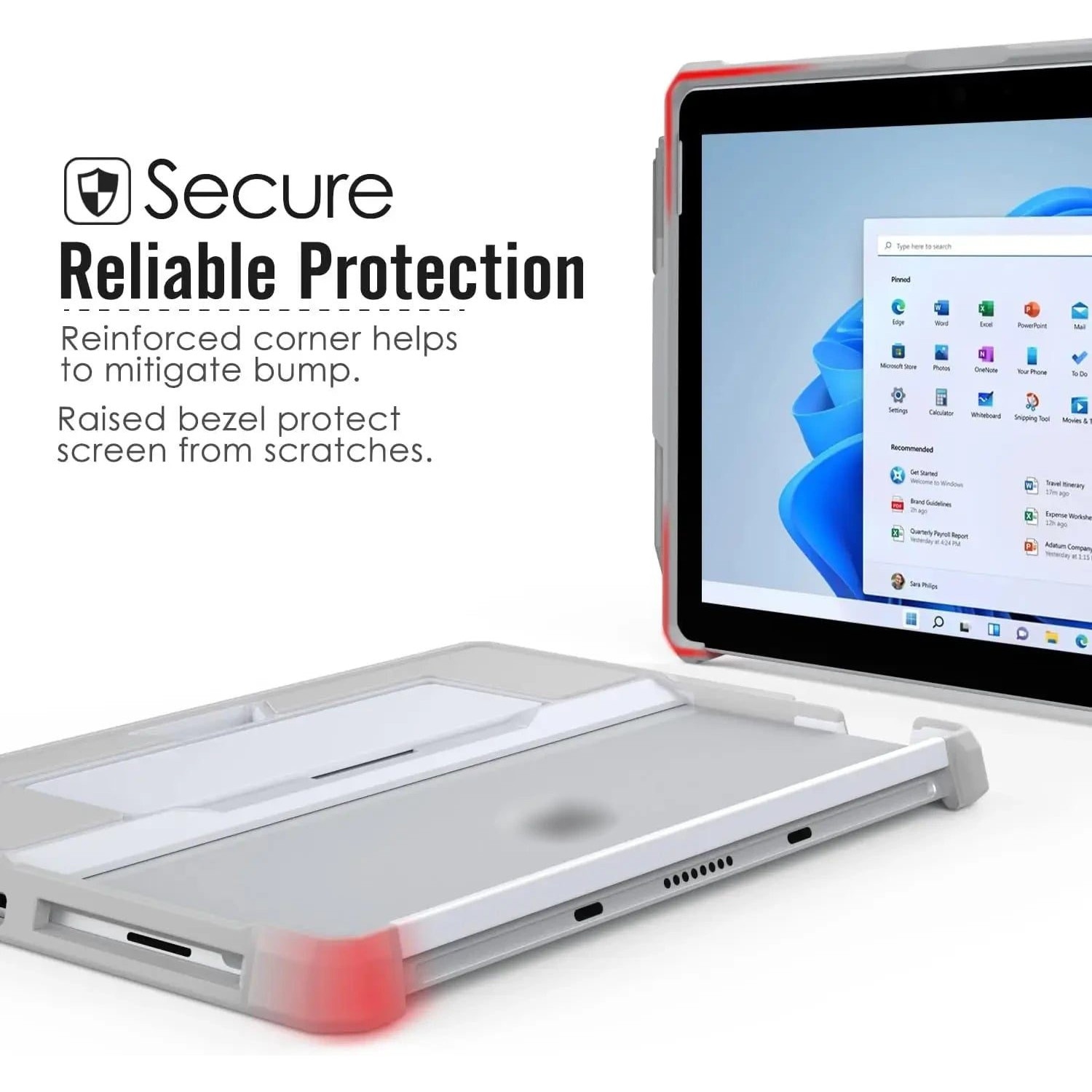 Husa de protectie pentru Microsoft Surface Go 10, Go 2/3/4 10,5 inch si Surface Pro 4/5/6/7/7+/8/9, din TPU moale si policarbonat, cu bretea de silicon si suport pentru Surface Pen, canal pentru tastatura, gri deschis, K0323-0806-CJ3534